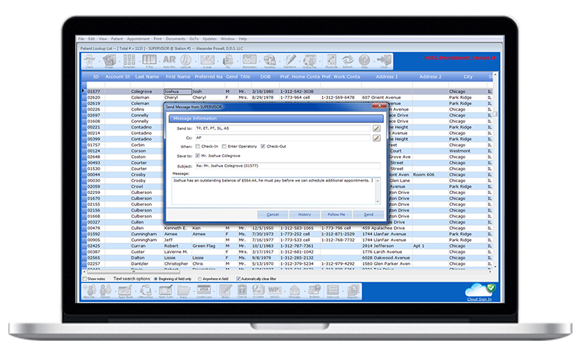 Cloud-Based Dental Practice Management Software Intra-office Messaging System