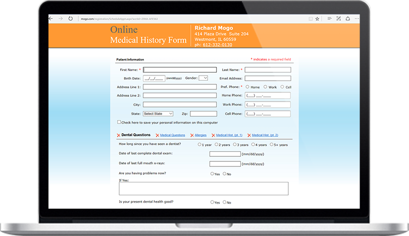 Secure Online Medical History Feature in Dental Practice Management Software 